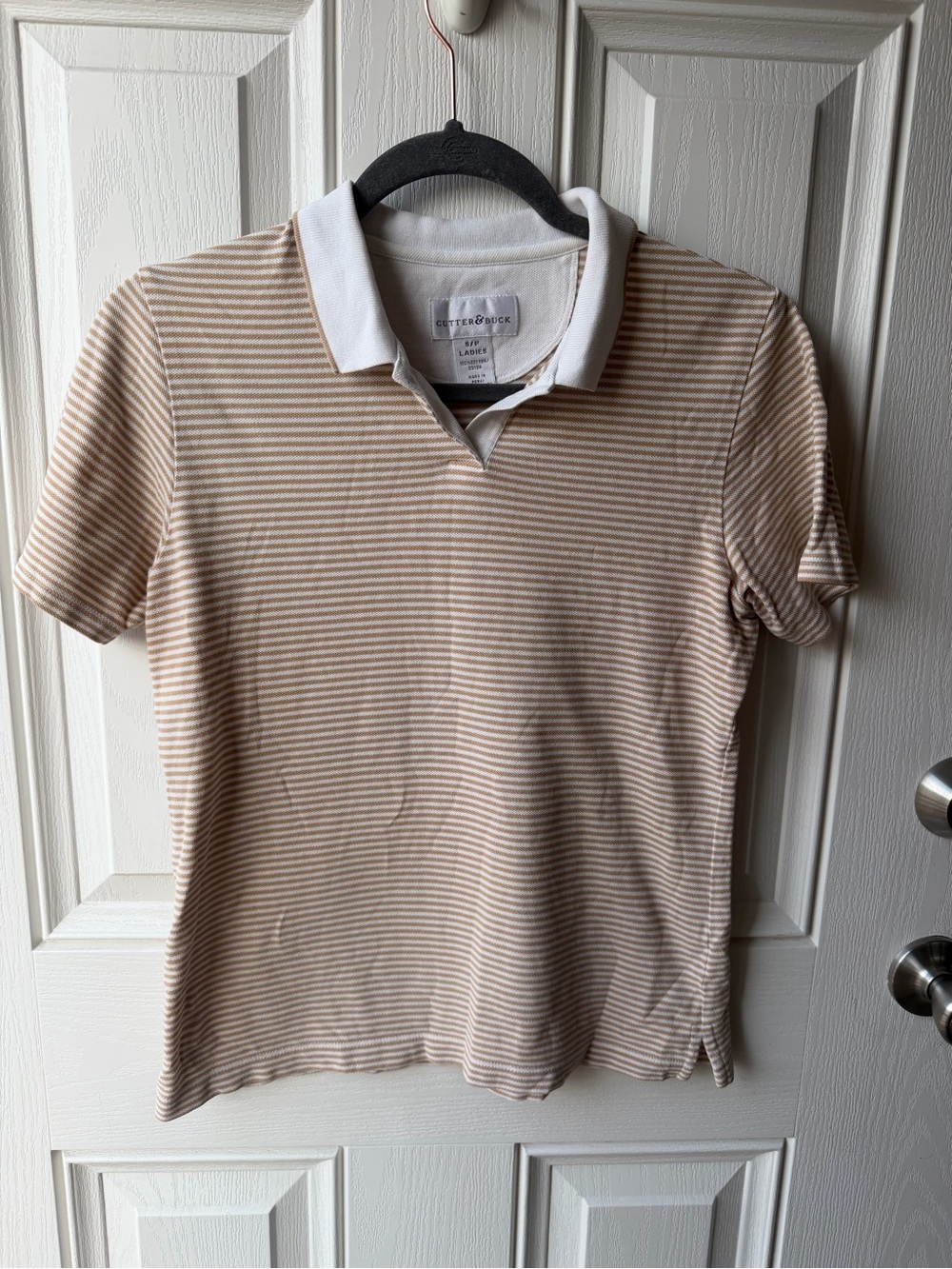 Cutter and Buck women’s apricot Stripe Polo Shirt